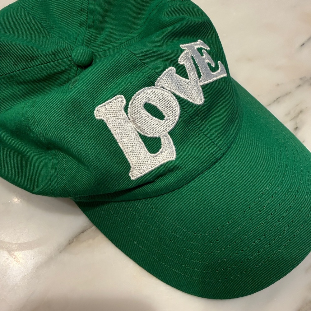 KULE Green baseball Cap with White LOVE Embroidery